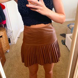 BROWN FAUX LEATHER SKIRT